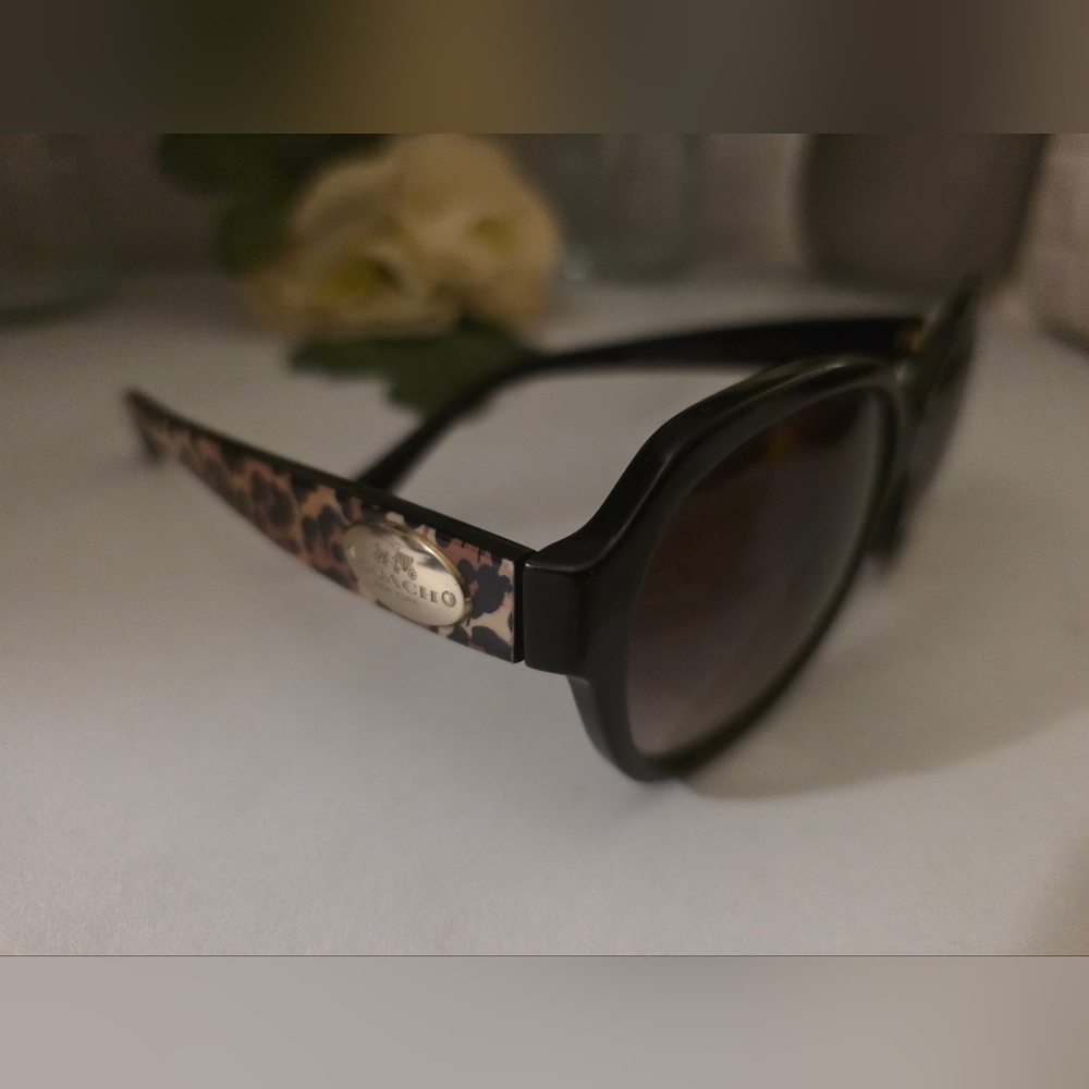 Coach Black and Tan Patterned Sunglasses
